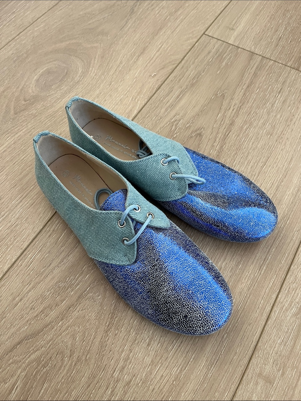 Manuela de Juan Blue Two-Tone Lace-Up Casual Shoes Size 37